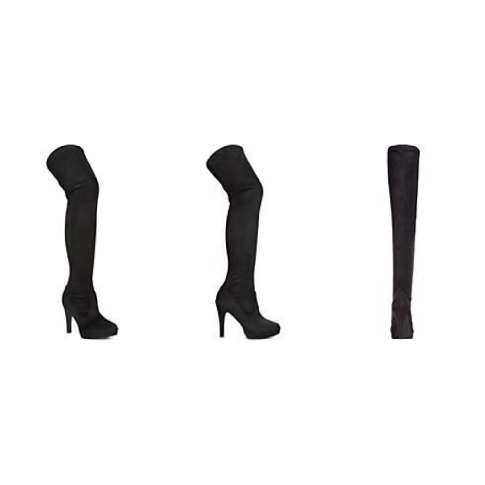 Stunning Black Heeled Over the Knee Stretch Boots - Picture 3 of 6